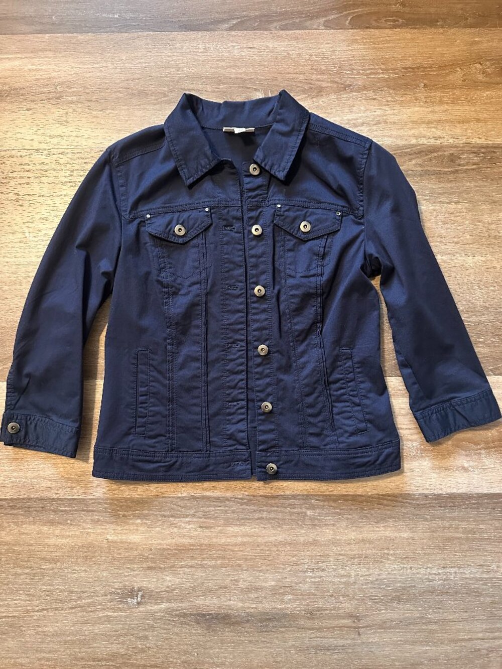 Dressbarn Navy Blue Dress Jacket Button Front Long Sleeve Size Small